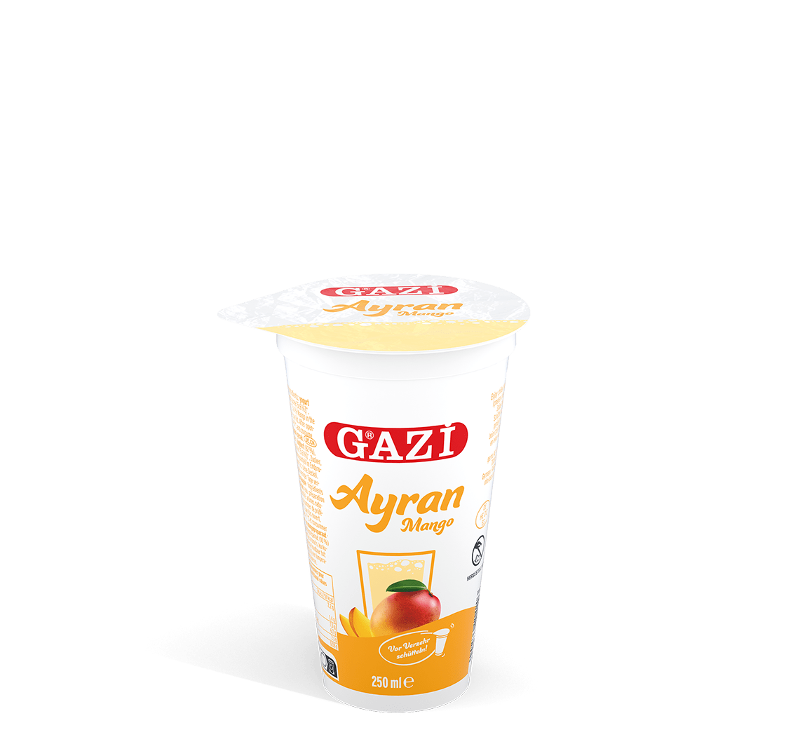 Ayran
Getränk mit Joghurt & Mangozubereitung 
250ml Becher