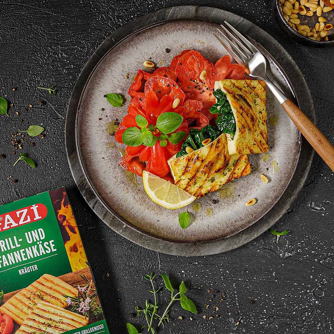 Grill- und Pfannenkäse mit Spinat