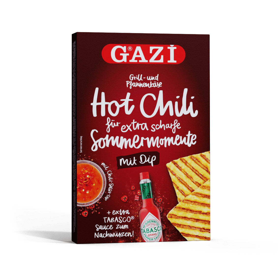 Grill- und Pfannenkäse Sommermoment Hot Chili mit original Tabasco Sauce